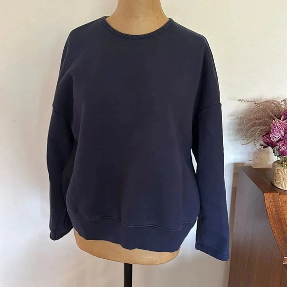 Frankie Shop sz XS navy blue sweatshirt good pre owned condition crew open cuff - Picture 1 of 7